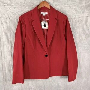 Kasper Red One-Button Blazer Jacket Women’s Size 14 NWT